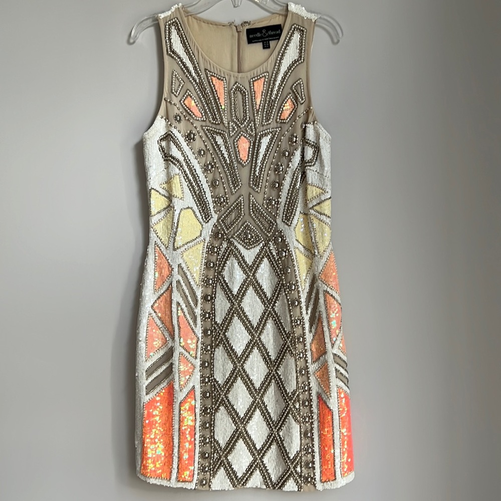 Sequin mini dress, needle and thread size 4. Worn once and dry cleaned